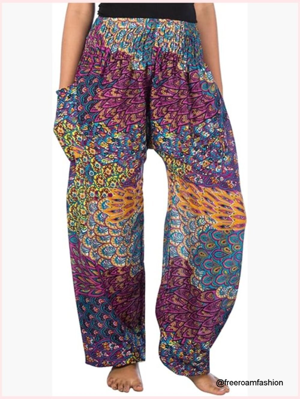Soft Rayon Harem Yoga Pants S-4XL Plus Size Smocked Waist